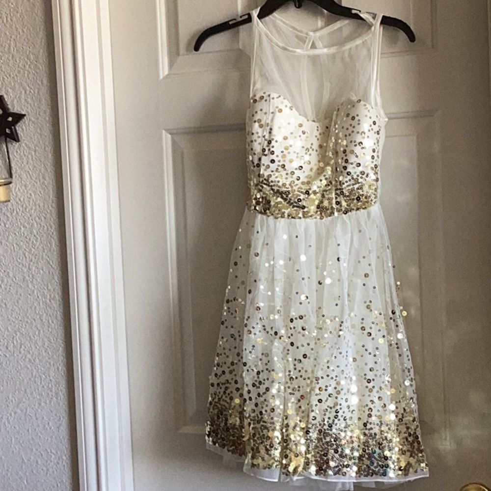 White and Gold Sequin Dress